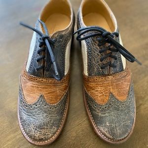 BED STU Lita Oxford Shoes size 8 1/2 Black, Brown & White vintage style